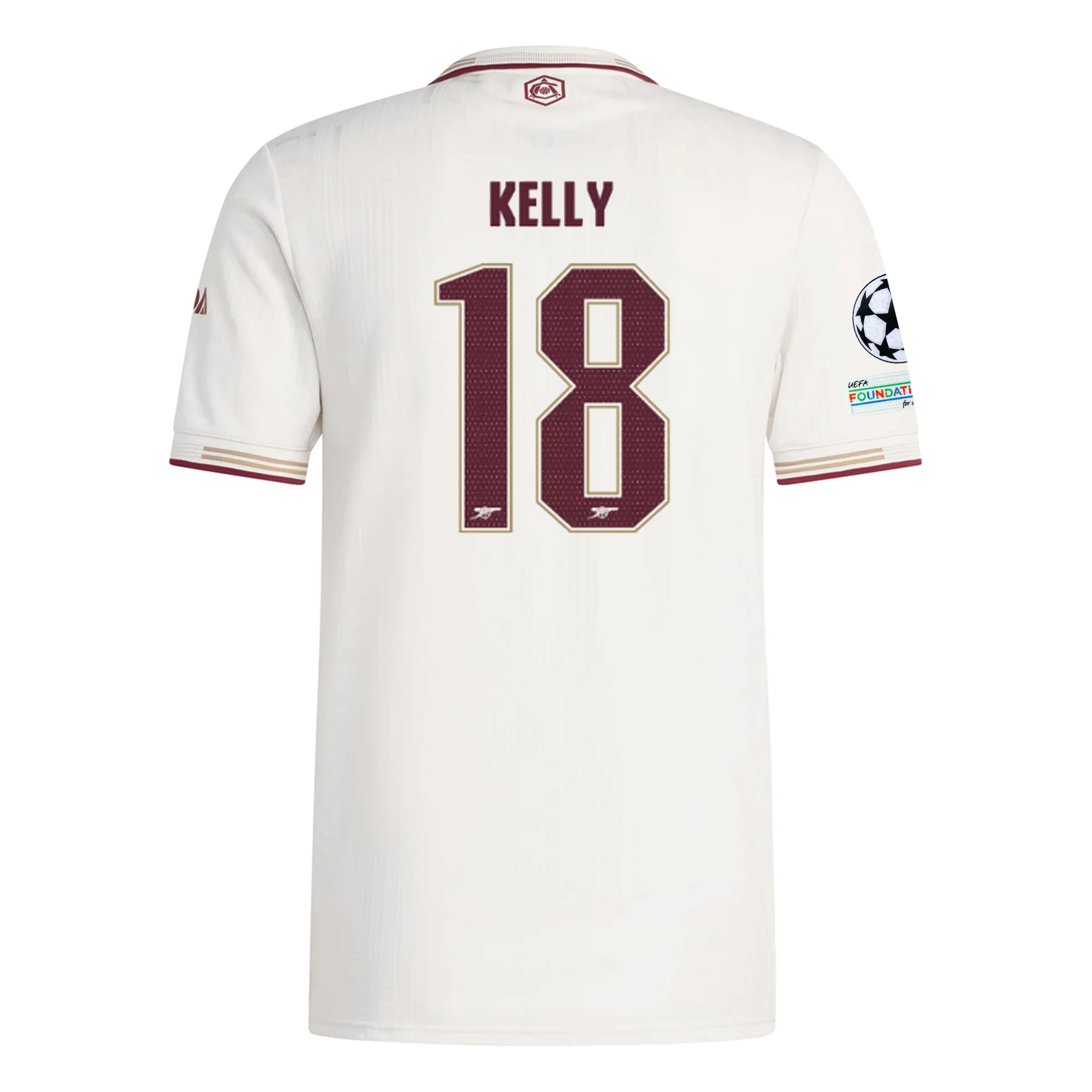 adidas Arsenal Authentic Chloe Kelly Third Jersey w/ Champions League Patches 25/26 (White/Burgundy)