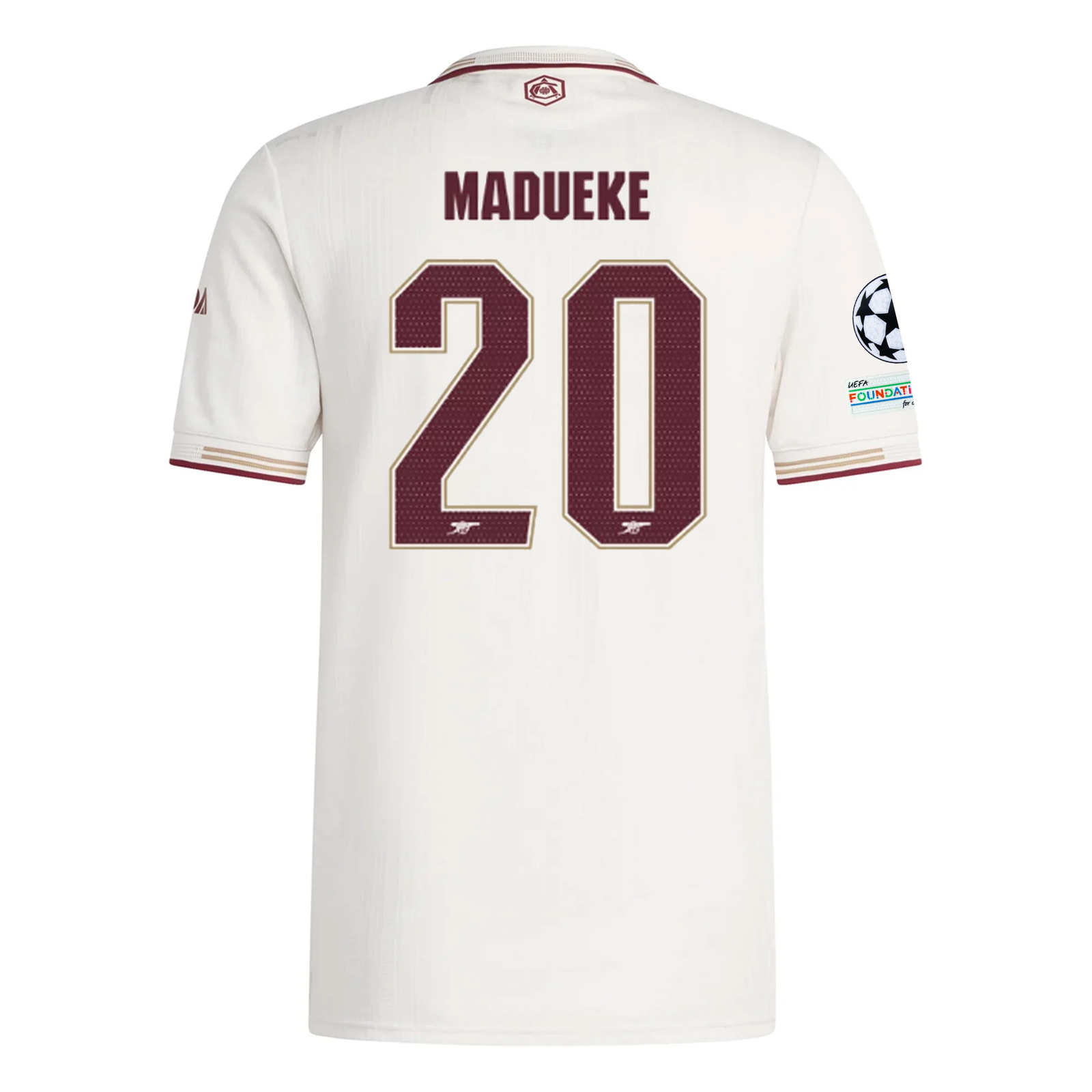 adidas Arsenal Authentic Noni Madueke Third Jersey w/ Champions League Patches 25/26 (White/Burgundy)