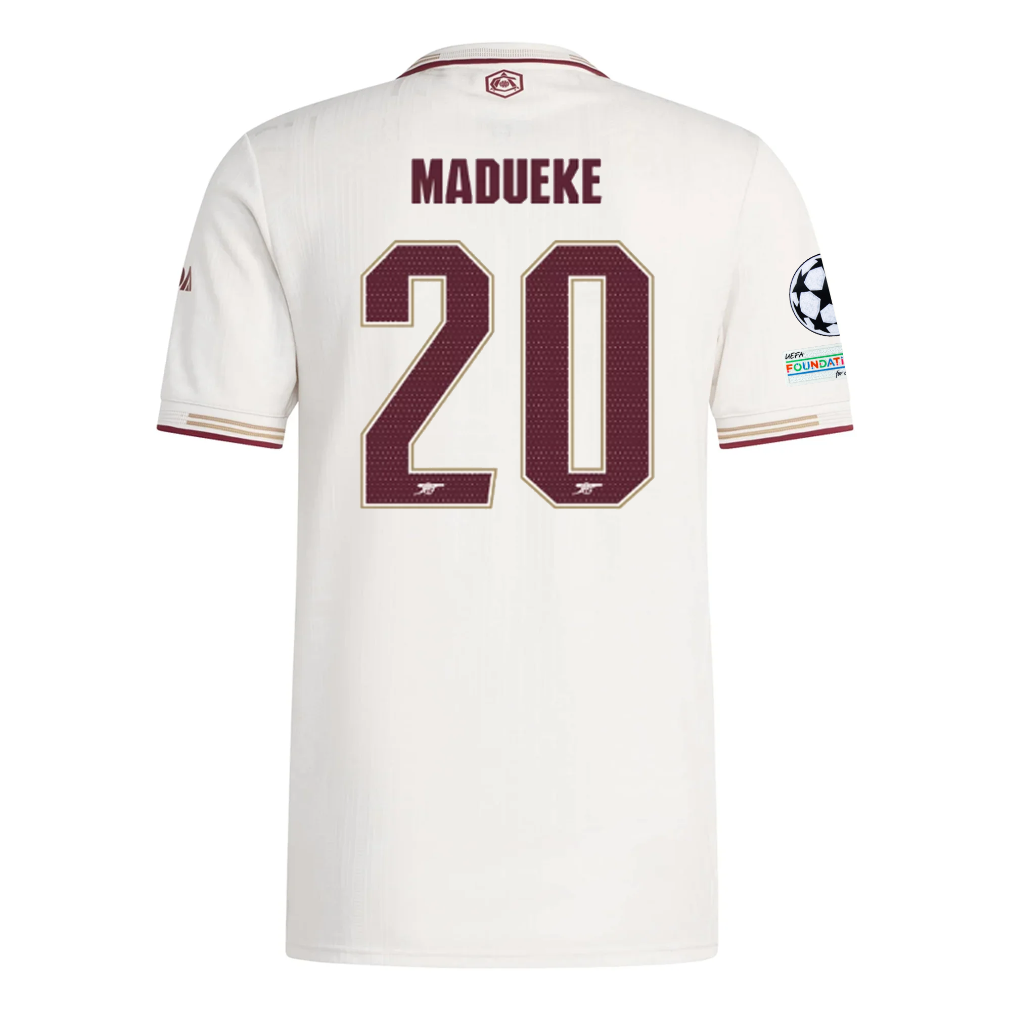 adidas Arsenal Authentic Noni Madueke Third Jersey w/ Champions League Patches 25/26 (White/Burgundy)