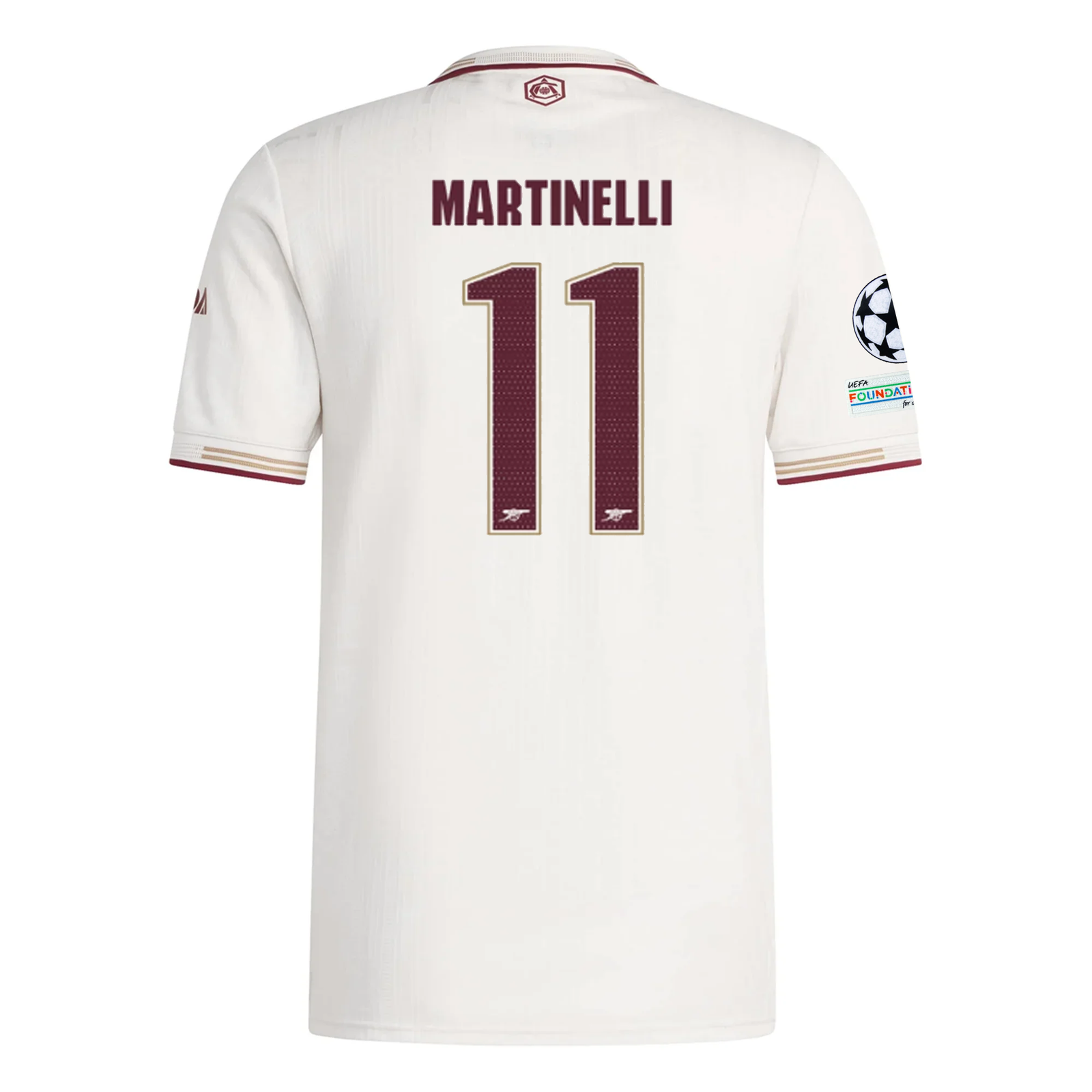adidas Arsenal Authentic Gabriel Martinelli Third Jersey w/ Champions League Patches 25/26 (White/Burgundy)