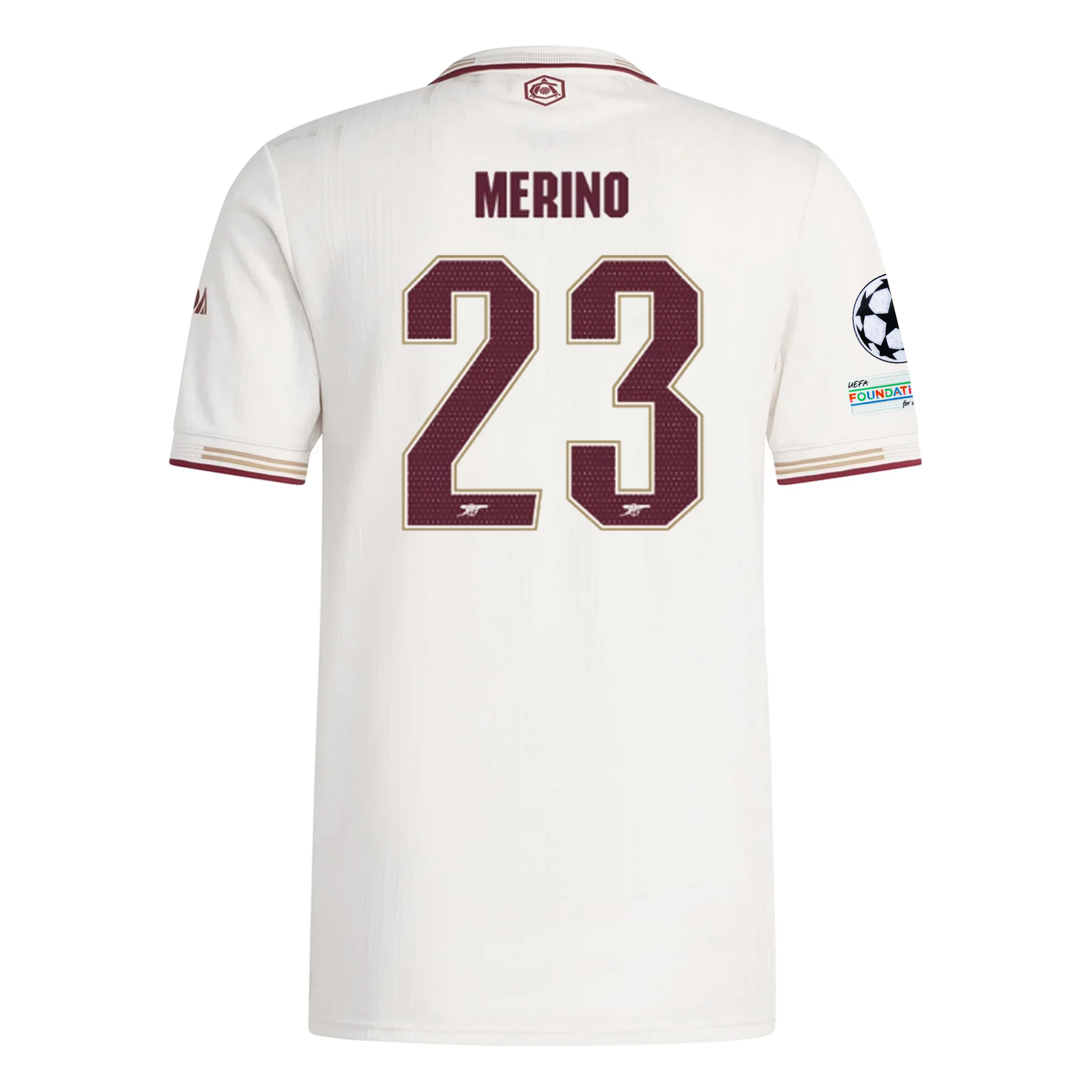 adidas Arsenal Authentic Mikel Merino Third Jersey w/ Champions League Patches 25/26 (White/Burgundy)