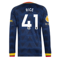 adidas Mens Arsenal Declan Rice Long Sleeve Authentic Away Jersey w/ EPL + No Room For Racism Patches 26/27 (Navy)