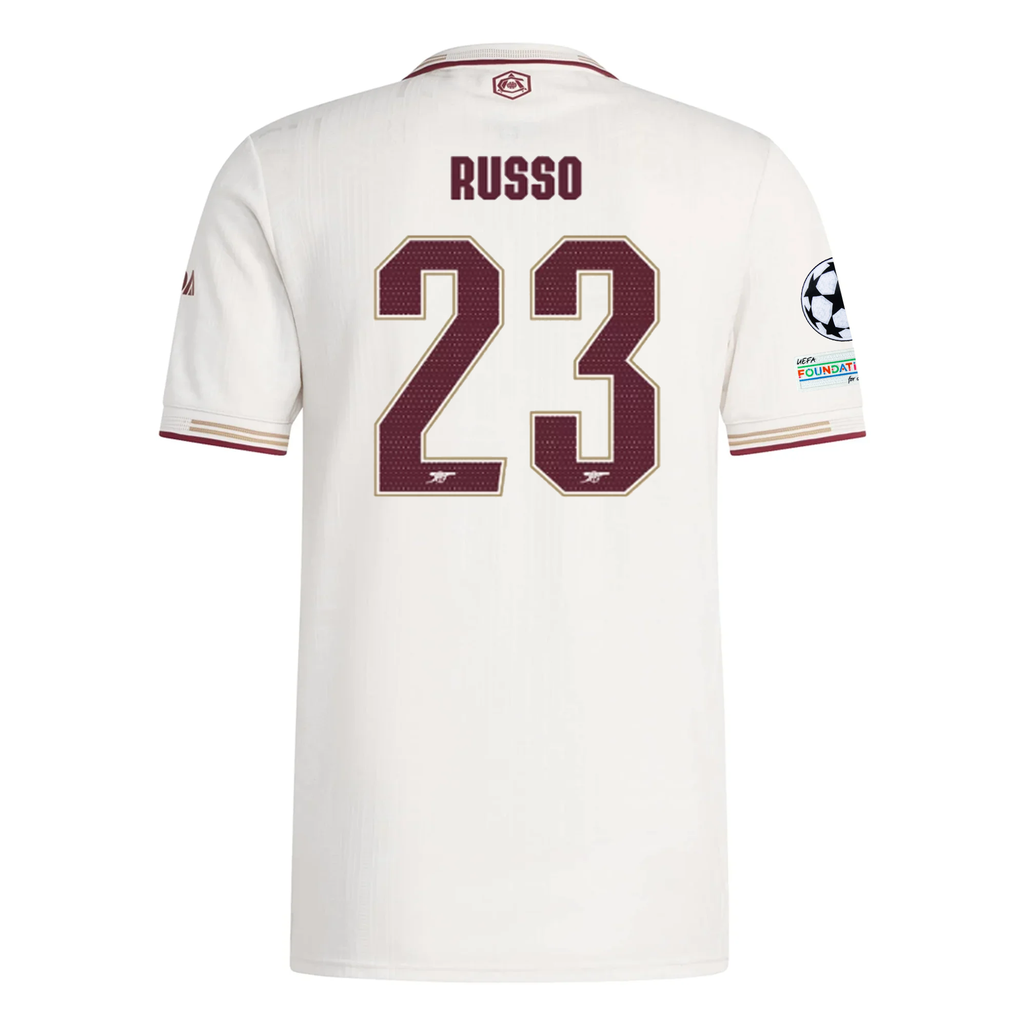 adidas Arsenal Authentic Alessia Russo Third Jersey w/ Champions League Patches 25/26 (White/Burgundy)