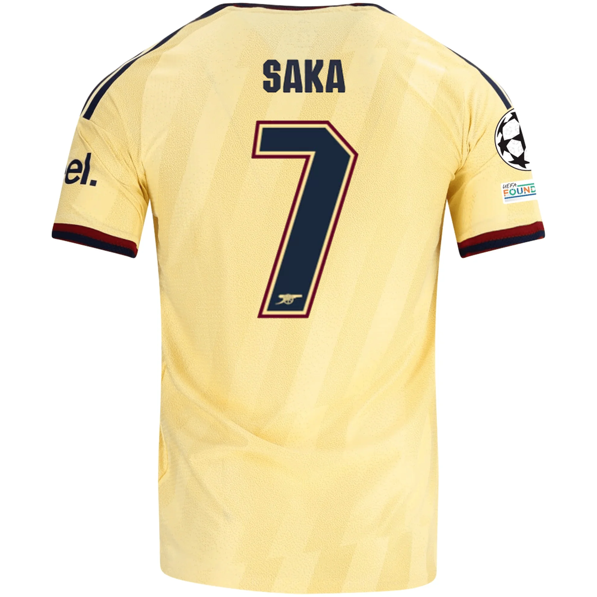 adidas Mens Arsenal Authentic Bukayo Saka Third Jersey w/ Champions League Patches 26/27 (Yellow)