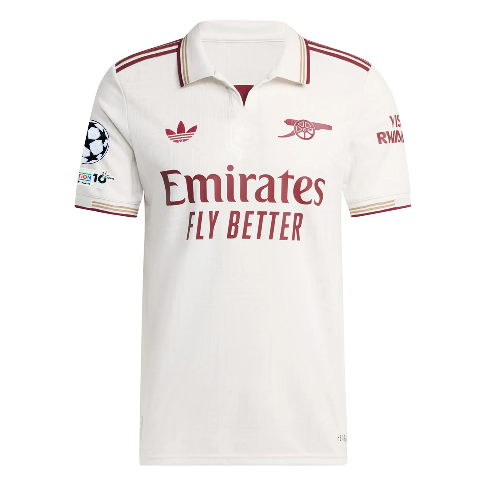 adidas Arsenal Authentic Bukayo Saka Third Jersey w/ Champions League Patches 25/26 (White/Burgundy)
