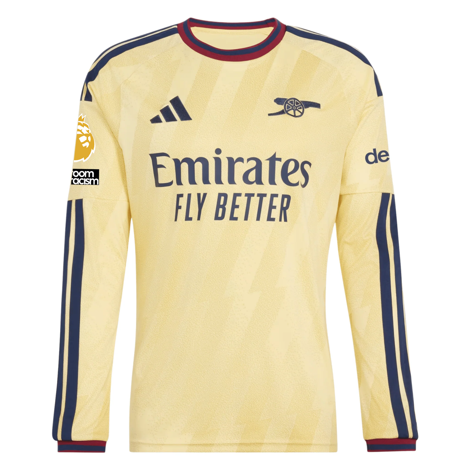 adidas Mens Arsenal Long Sleeve Third Jersey w/ EPL + No Room For Racism Patches 26/27 (Yellow)