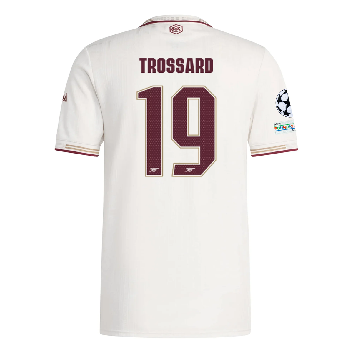 adidas Arsenal Authentic Leandro Trossard Third Jersey w/ Champions League Patches 25/26 (White/Burgundy)