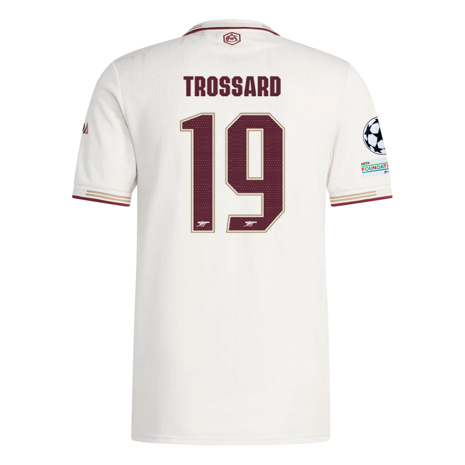 adidas Arsenal Authentic Leandro Trossard Third Jersey w/ Champions League Patches 25/26 (White/Burgundy)