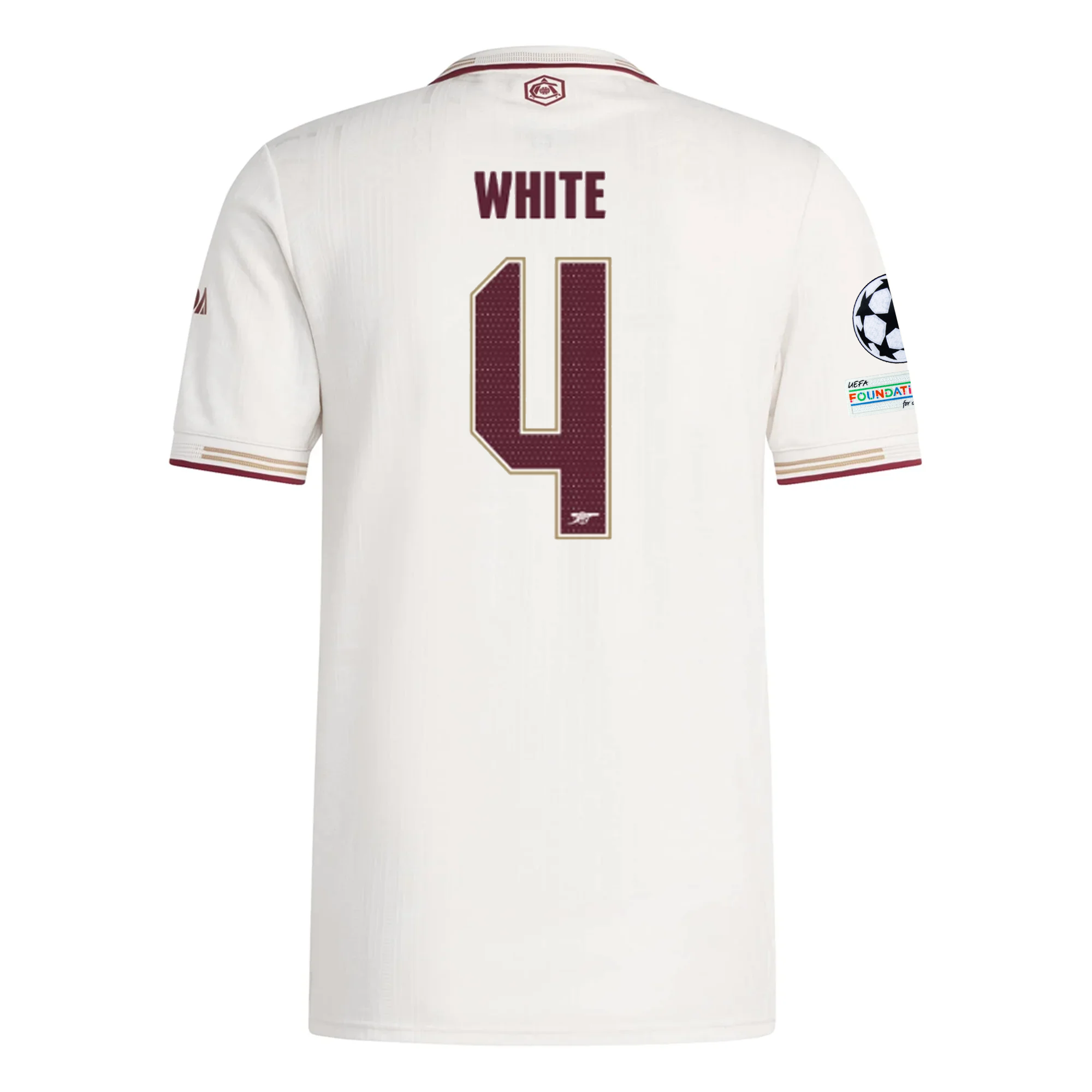 adidas Arsenal Authentic Ben White Third Jersey w/ Champions League Patches 25/26 (White/Burgundy)