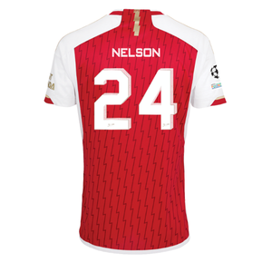 adidas Arsenal Reiss Nelson Home Jersey 23/24 w/ Champions League Patches (Better Scarlet/White)