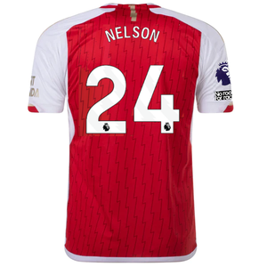 adidas Arsenal Reiss Nelson Home Jersey 23/24 w/ EPL + No Room For Racism Patch (Better Scarlet/White)