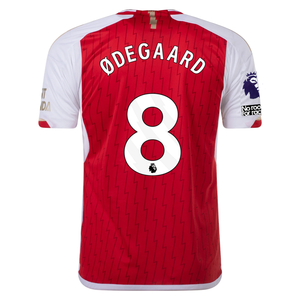 adidas Arsenal Martin ØDEGAARD Home Jersey 23/24 w/ EPL + No Room For Racism Patch (Better Scarlet/White)