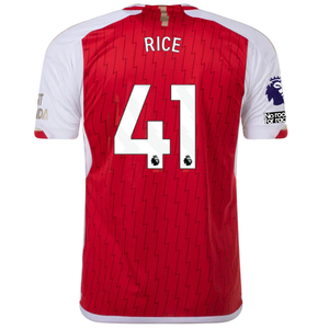 adidas Arsenal Declan Rice Home Jersey 23/24 w/ EPL + No Room For Racism Patch (Better Scarlet/White)