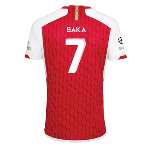 adidas Arsenal Bukayo Saka Home Jersey 23/24 w/ Champions League Patches (Better Scarlet/White)
