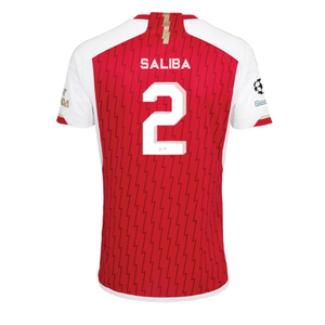 adidas Arsenal William Saliba Home Jersey 23/24 w/ Champions League Patches (Better Scarlet/White)