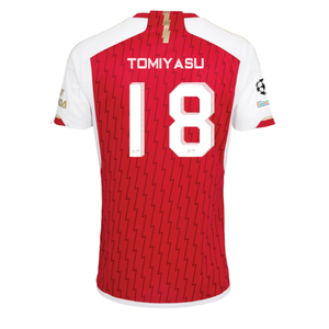 adidas Arsenal Takehiro Tomiyasu Home Jersey 23/24 w/ Champions League Patches (Better Scarlet/White)
