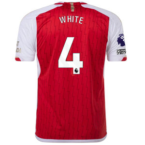 adidas Arsenal Ben White Home Jersey 23/24 w/ EPL + No Room For Racism Patch (Better Scarlet/White)
