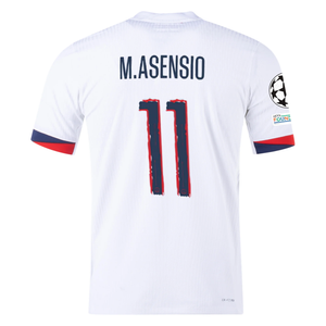 Nike Paris Saint-Germain Authentic Marco Asensio Away Jersey w/ Champions League Patches 24/25 (White/Midnight Navy)