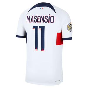 Nike Paris Saint-Germain Authentic Marco Asensio Match Vaporknit Away Jersey w/ Ligue 1 Patch 23/24 (White/Midnight Navy)