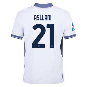 Nike Inter Milan Authentic Kristjan Asllani Away Jersey w/ Serie A + Scudetto Patch 24/25 (White/Silver)