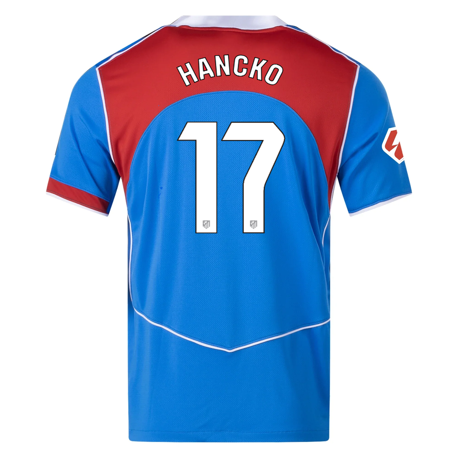 Nike Men's Atletico Madrid Dávid Hancko T90 Third Jersey La Liga Patch 25/26 (Photo Blue/Sport Red)