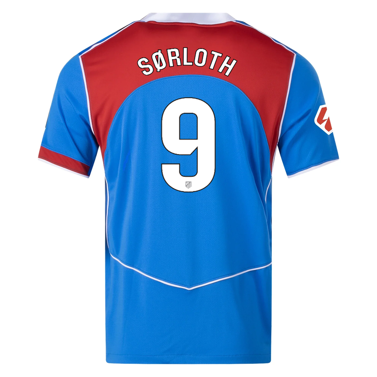 Nike Men&#39;s Atletico Madrid Alexander Sørloth T90 Third Jersey La Liga Patch 25/26 (Photo Blue/Sport Red)