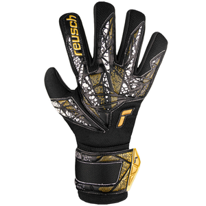 Reusch Jr. Attrakt Silver NC Finger Support Goalkeeper Glove (Black/Gold/White)