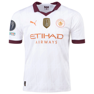 Puma Manchester City Authentic Erling Haaland Away Jersey w/ Champions League + Club World Cup Patches 23/24 (Puma White/Aubergine)