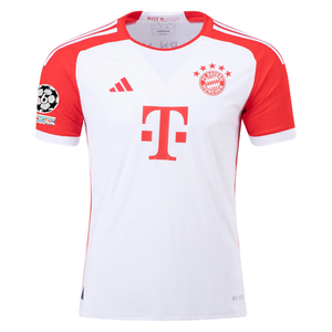 adidas Bayern Munich Authentic Home Jersey w/ Champions League Patches 23/24 (White/Red)