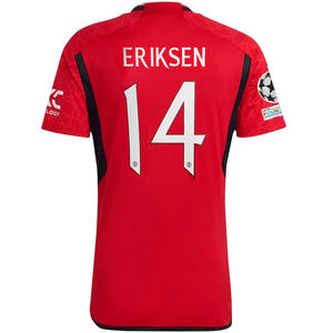 adidas Manchester United Authentic Christian Eriksen Home Jersey 23/24 w/ Champions League Patches (Team College Red)