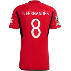adidas Manchester United Authentic Bruno Fernandes Home Jersey 23/24 w/ Champions League Patches (Team College Red)