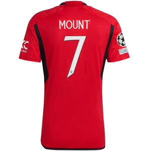 adidas Manchester United Authentic Mason Mount Home Jersey 23/24 w/ Champions League Patches (Team College Red)