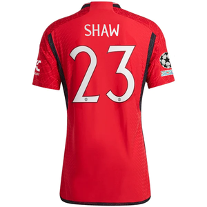 adidas Manchester United Authentic Luke Shaw Home Jersey 23/24 w/ Champions League Patches (Team College Red)