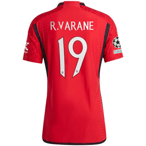 adidas Manchester United Authentic Raphaël Varane Home Jersey 23/24 w/ Champions League Patches (Team College Red)