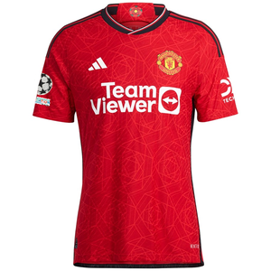 adidas Manchester United Authentic Kobbie Mainoo Home Jersey 23/24 w/ Champions League Patches (Team College Red)