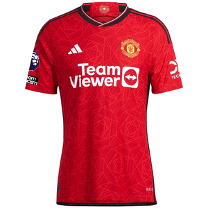 adidas Manchester United Authentic Aaron Wan-Bissaka Home Jersey 23/24 w/ EPL + No Room For Racism Patches (Team College Red)
