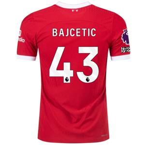 Nike Liverpool Authentic Bajcetic Vaporknit Match Home Jersey w/ EPL + No Room For Racism 23/24 (Red/White)