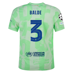 Nike Barcelona Authentic Alejandro Balde Third Jersey w/ Champions League Patches 24/25 (Barely Volt/Old Royal)