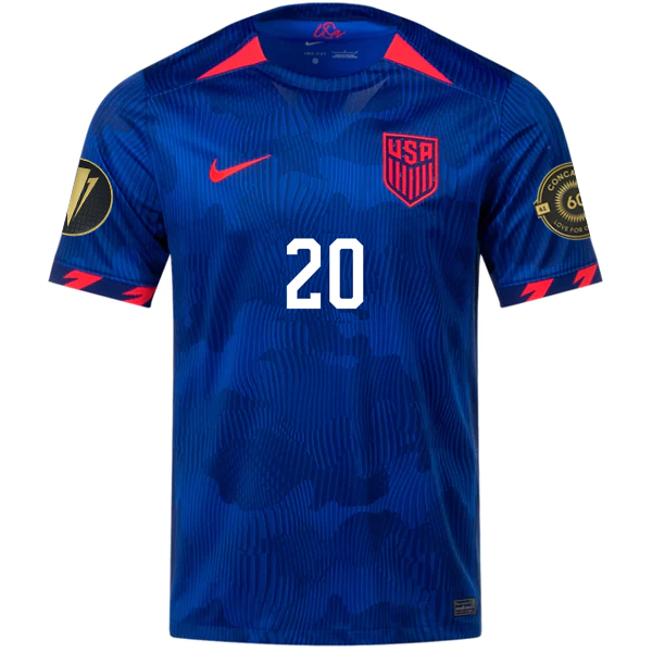 Nike Mens United States Balogun Away Jersey w/ Gold Cup Patches 23/24 (Hyper Royal/Loyal Blue)