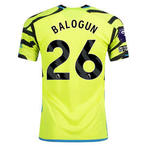 adidas Arsenal Folarin Balogun Away Jersey w/ EPL + No Room For Racism Patches 23/24 (Team Solar Yellow/Black)