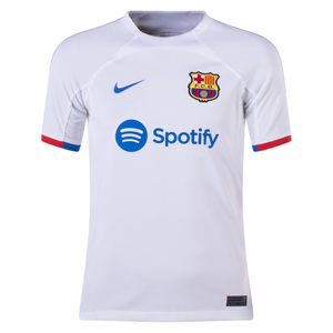 Nike Youth Barcelona Lamine Yamal Away Jersey 23/24 (White/Royal Blue)