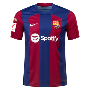 Nike Barcelona Ansu Fati Home Jersey 23/24 w/ La Liga Champions Patches (Noble Red/Loyal Blue)