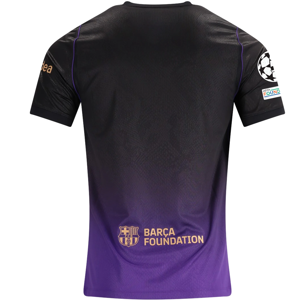 Nike Mens Barcelona Match Authentic Away Jersey w/ Champions League 26/27 (Purple/Metallic Gold)