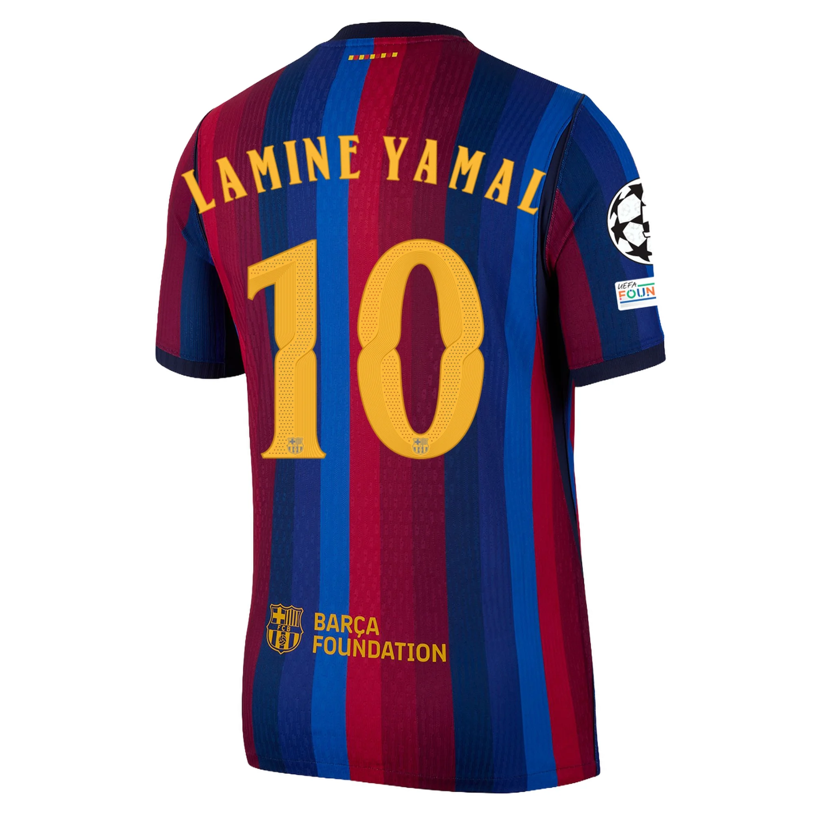 Nike Mens FC Barcelona Match Authentic Lamine Yamal Home Jersey w/ Champions League Patches 26/27 (Deep Garnet/Void Blue)