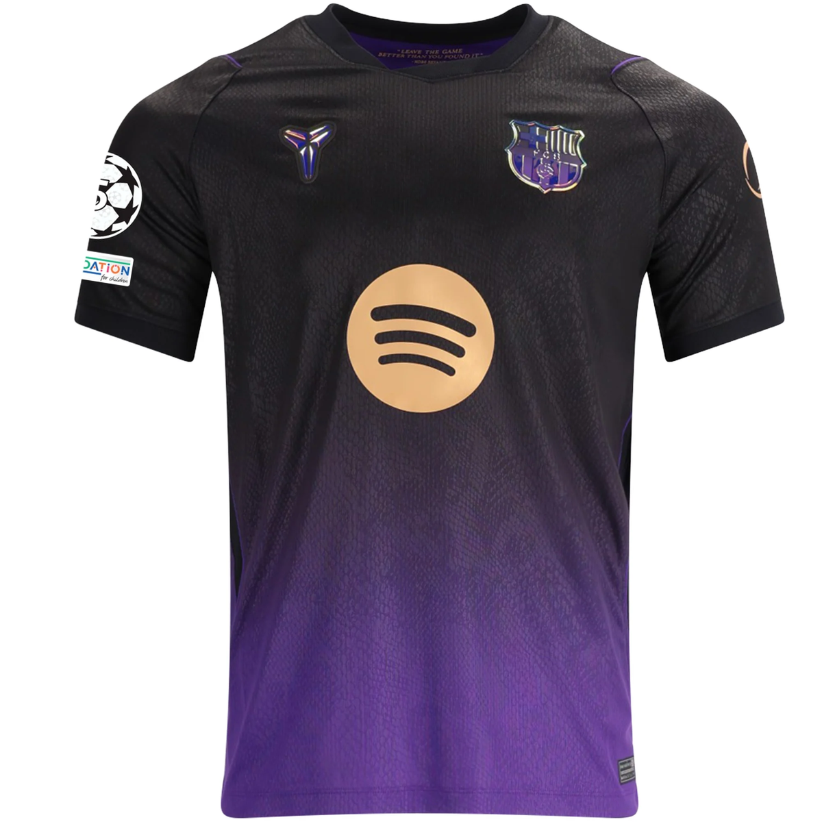 Nike Mens Barcelona Lamine Yamal Match Authentic Away Jersey w/ Champions League 26/27 (Purple/Metallic Gold)