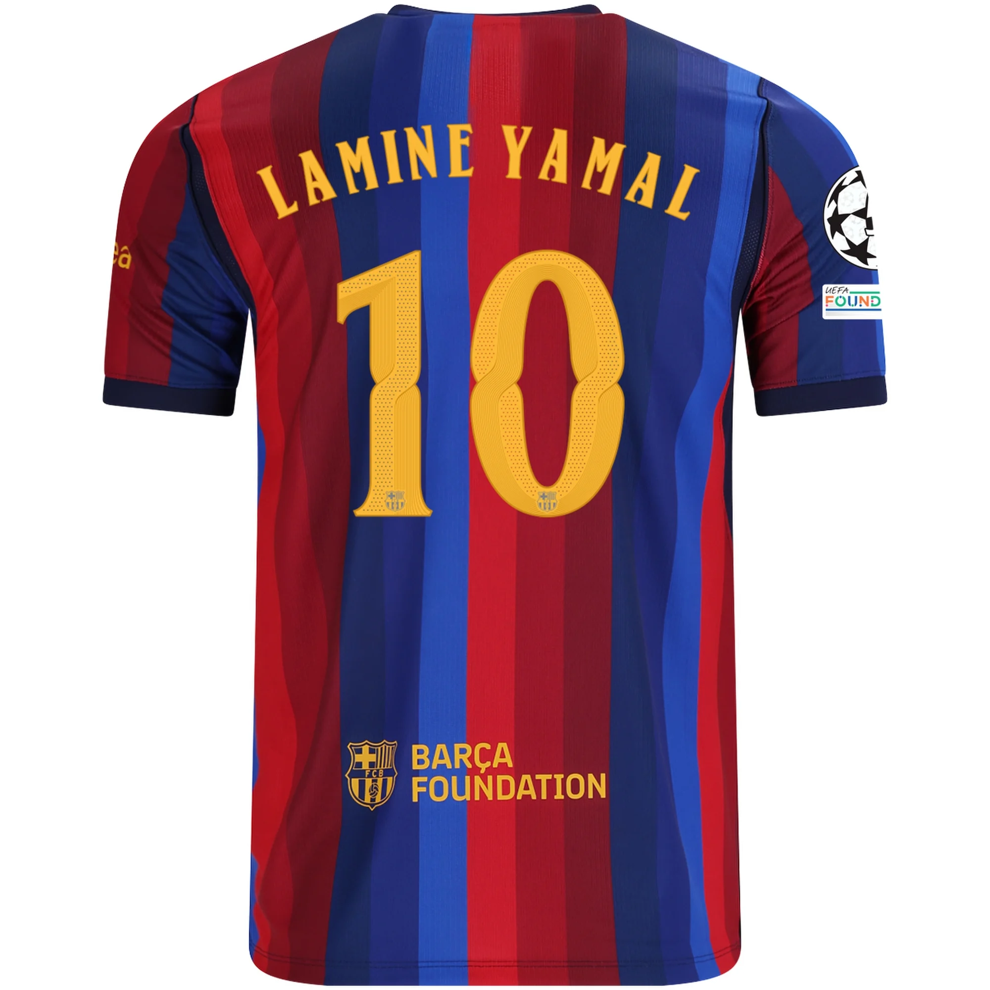 Nike Mens FC Barcelona Lamine Yamal Home Jersey w/ Champions League Patches 26/27 (Deep Garnet/Blue Void)