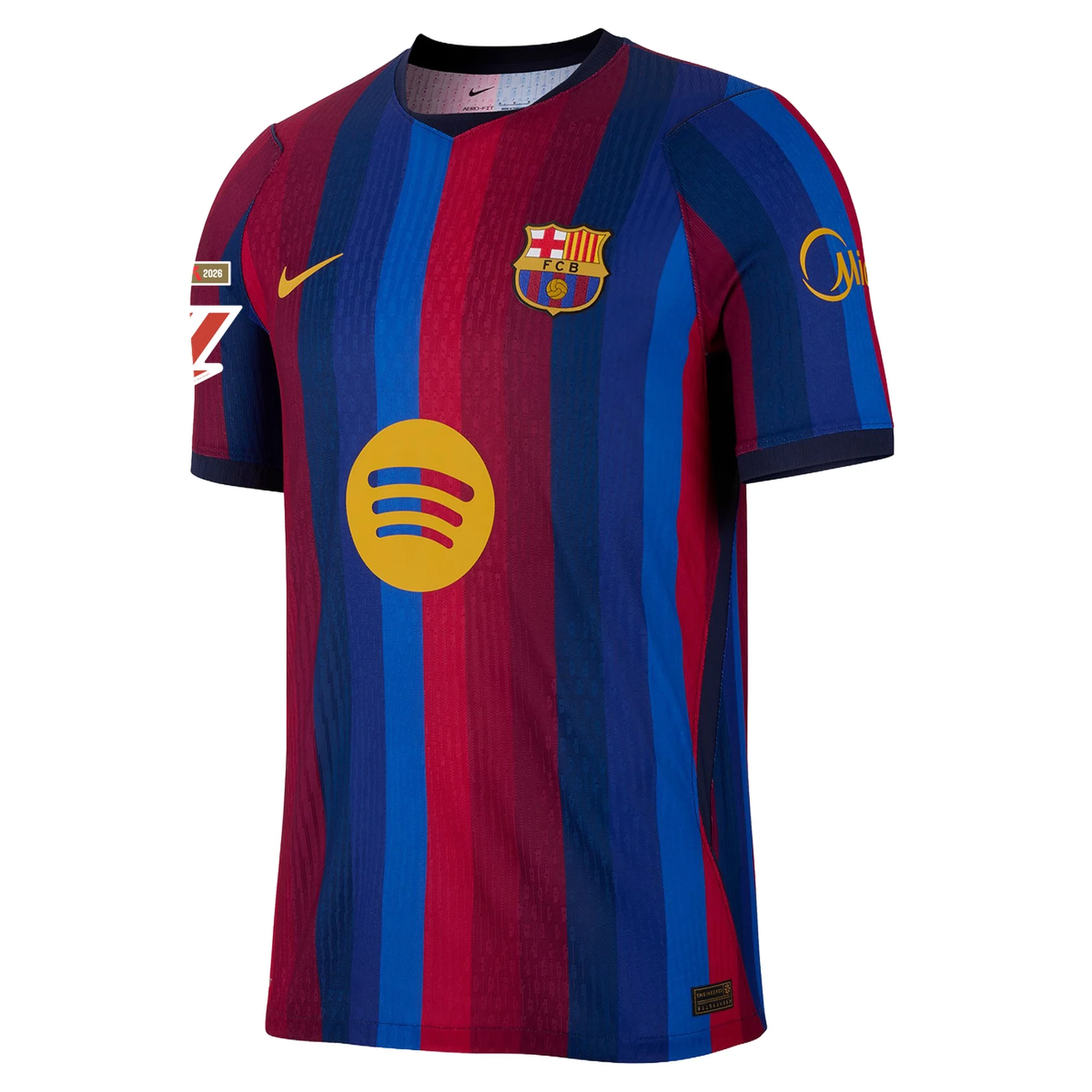 Nike Mens FC Barcelona Match Authentic Home Jersey w/ La Liga Patches 26/27 (Deep Garnet/Void Blue)