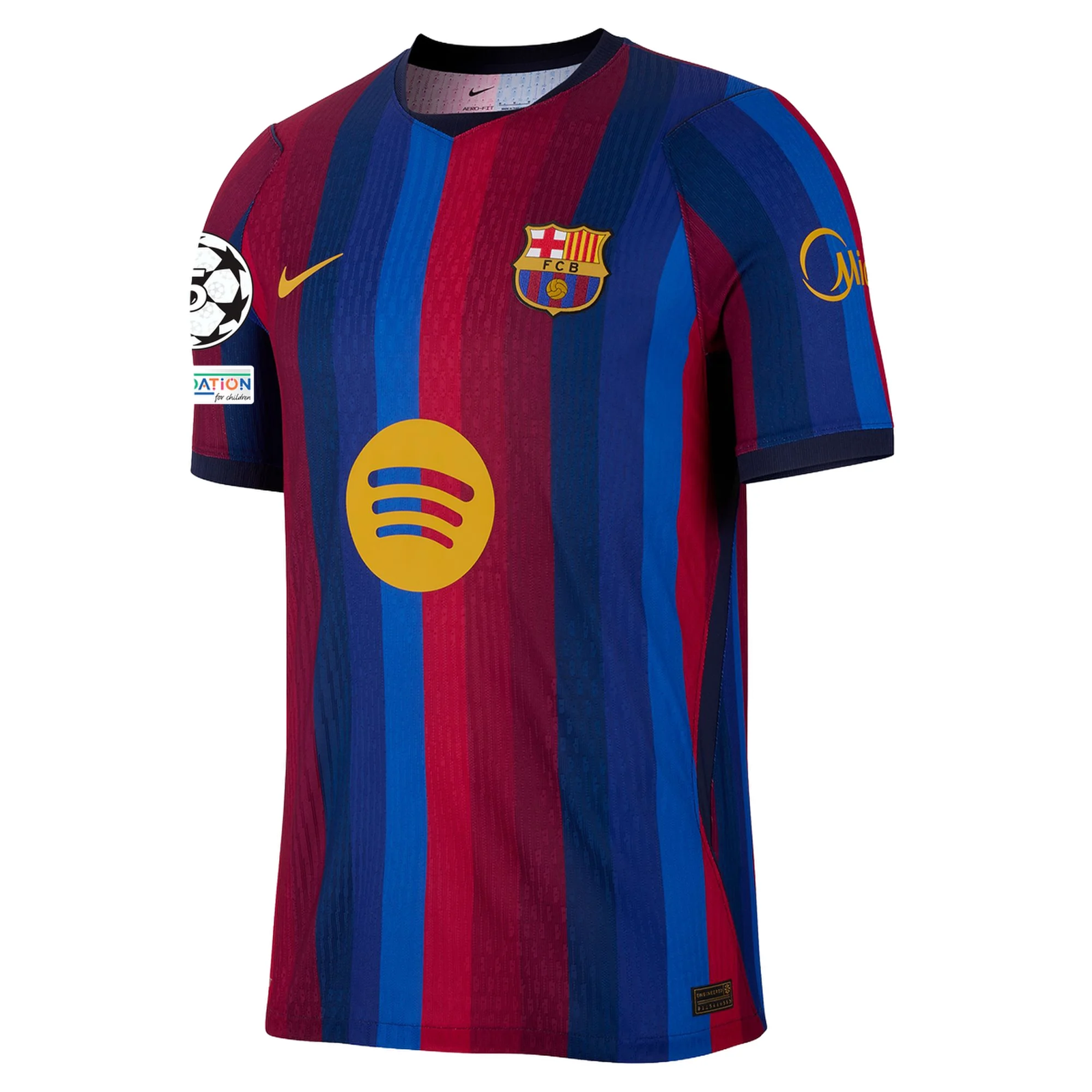 Nike Mens FC Barcelona Match Authentic Home Jersey w/ Champions League Patches 26/27 (Deep Garnet/Void Blue)