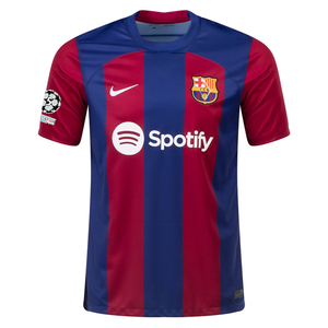 Nike Barcelona Robert Lewandowski Home Jersey 23/24 w/ Champions League Patches (Noble Red/Loyal Blue)