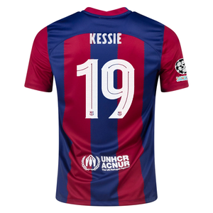 Nike Barcelona Franck Kessie Home Jersey 23/24 w/ Champions League Patches (Noble Red/Loyal Blue)